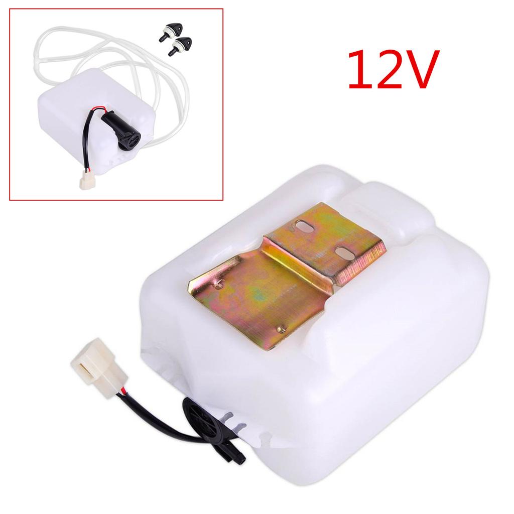 Universal 12V Metal White Car 2 Pin Windshield Washer Reservoir Pump Bottle Tank Kit Jet Switch Clean Tool For Classic Cars