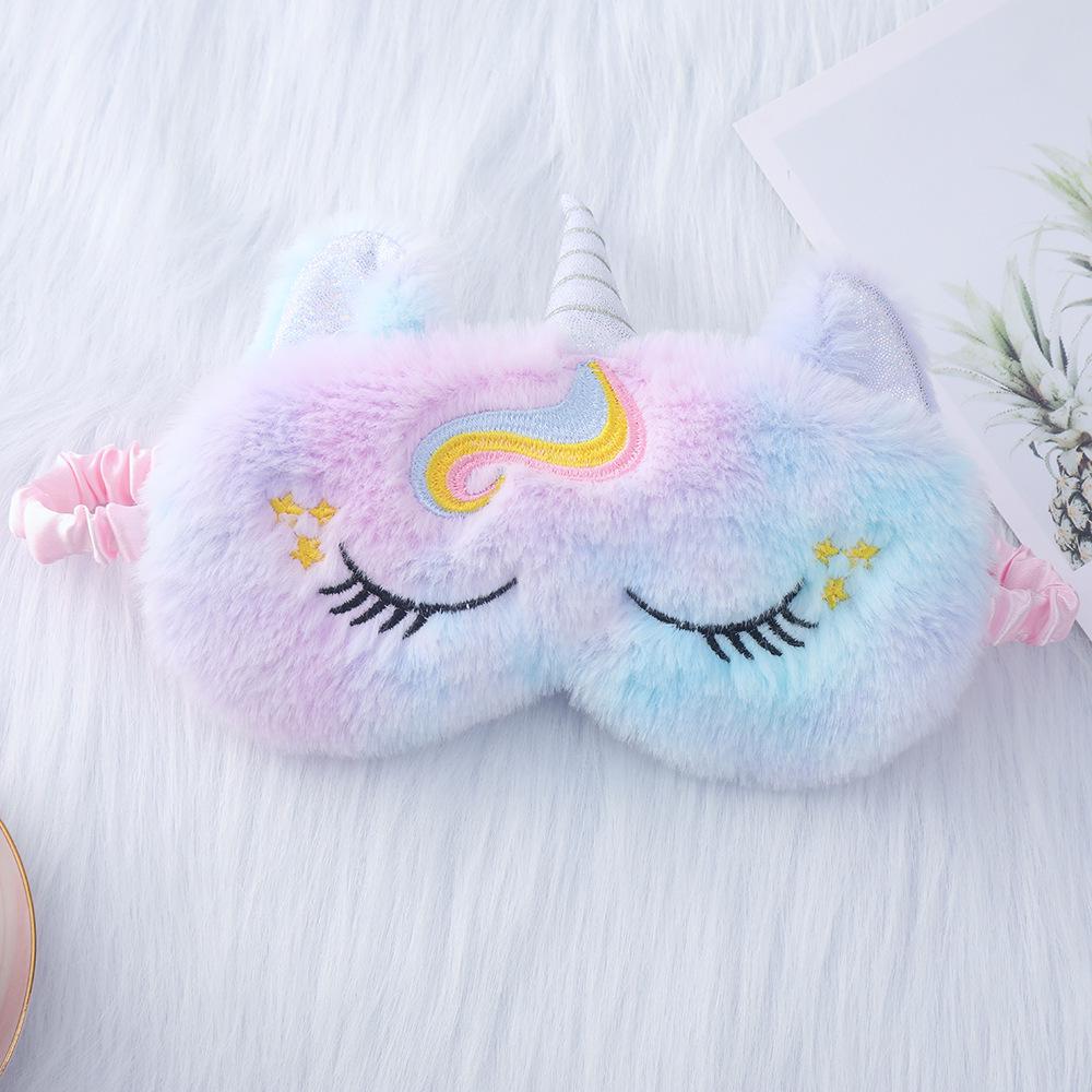 Очаровательная плюшевая маска для сна с ушками единорога из кроличьего меха