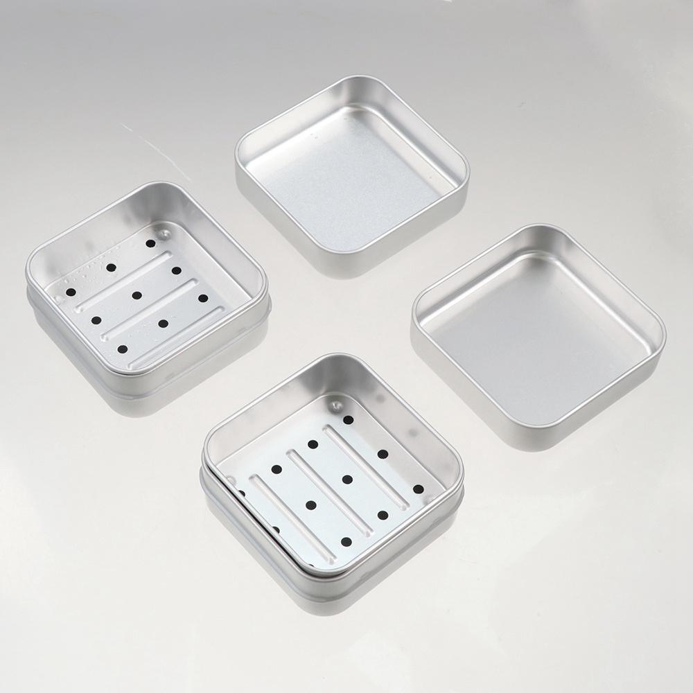 2Pcs Square Aluminum Soap Dish with Lid Soap Box Easy To Rinse Travel Soap Tray  Hotel