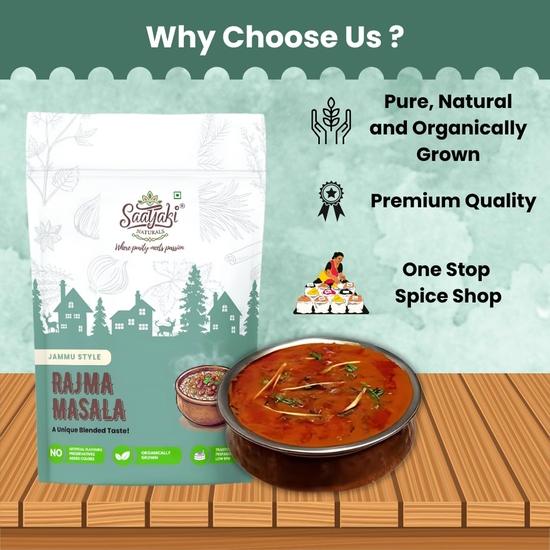 Saatyaki Naturals Jammu Rajma Masala -100gm | Authentic Indian Spice Blend for Rajma and Black Lentil Dishes|Homemade Style