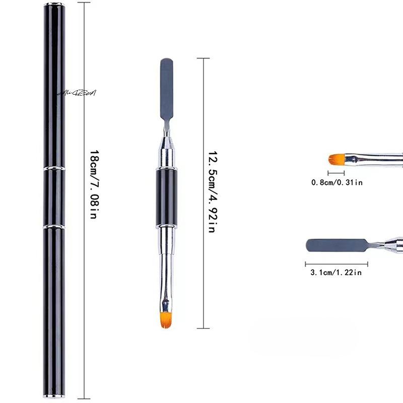 2 шт. Гелевая кисть и пушер 2-в-1 Кисть для ногтей и инструмент-шпатель для нанесения акрилового геля для наращивания ногтей