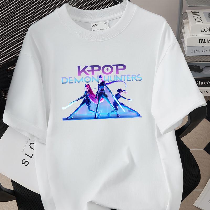 KPop Demon Hunters Huntrix Printing Men T-shirt Summer Cotton Short Sleeve Tshirt for Female O-neck Women Tee Streetwear Tops