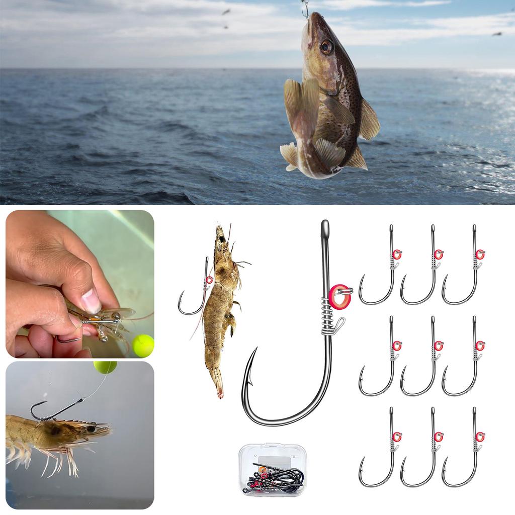 10 шт. Крючок для фиксации живой креветки Крючок для ловли сома Крючок для ловли соломы с зазубринами и отверстием для держателя наживки Крючки Снасти для морской рыбалки