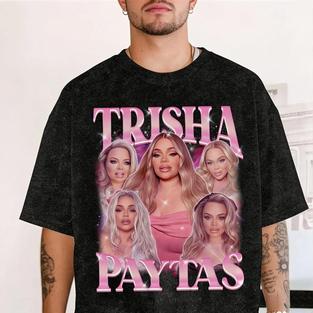 Washed 90S Trisha Paytas Graphic Oversized Cotton unisex T-Shirts for Fan Gift Prue Cotton High-quality Men Unseix Sportswear Men Clothing Top