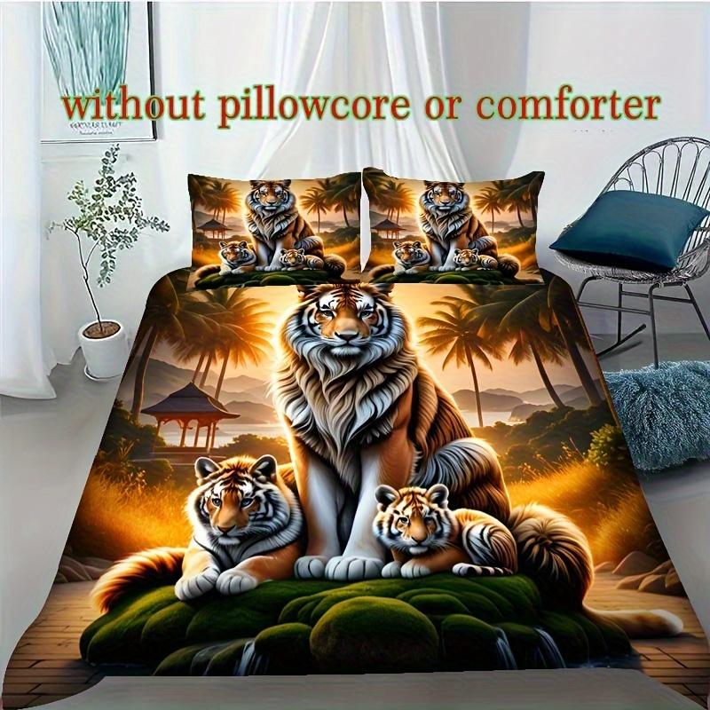 3D Digital Dreamcatcher Tiger Duvet Cover Set (1 duvet cover + 1/2 pillowcases no inserts) - Soft Comfortable Breathable