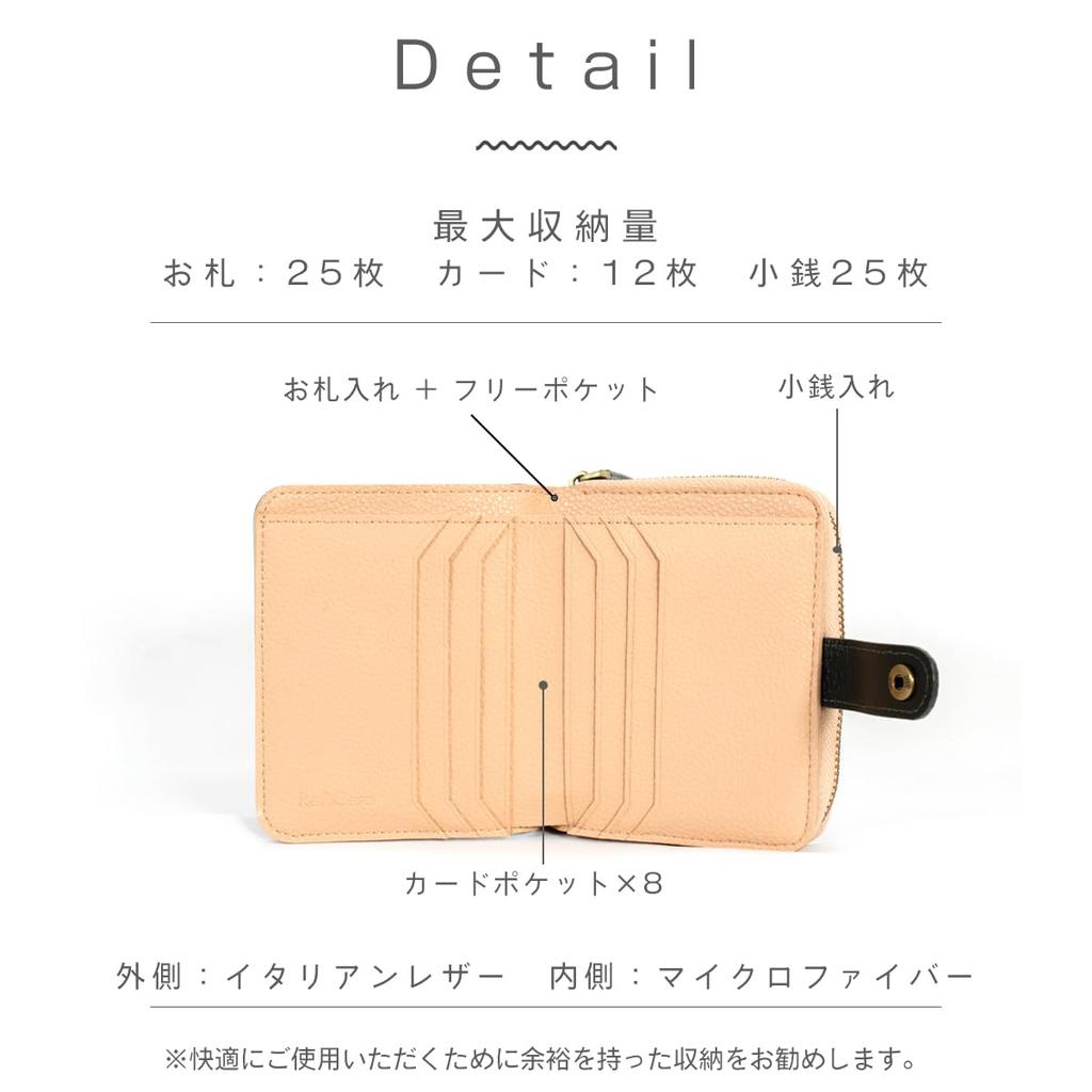 RafiCaro Genuine Cowhide Leather Bifold Italian Round Green Women's Wallet, Leather, Compact, Zipper,