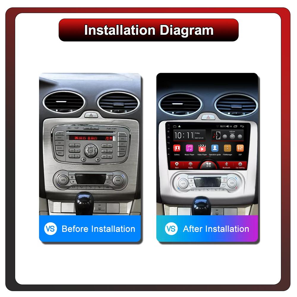 2Din Android Car-Play Car Radio,Focus EXI MT 2 3 Mk2 2004-2011,Multimedia Player Head Unit Stereo GPS Navigation BT WIFI,1+16GB