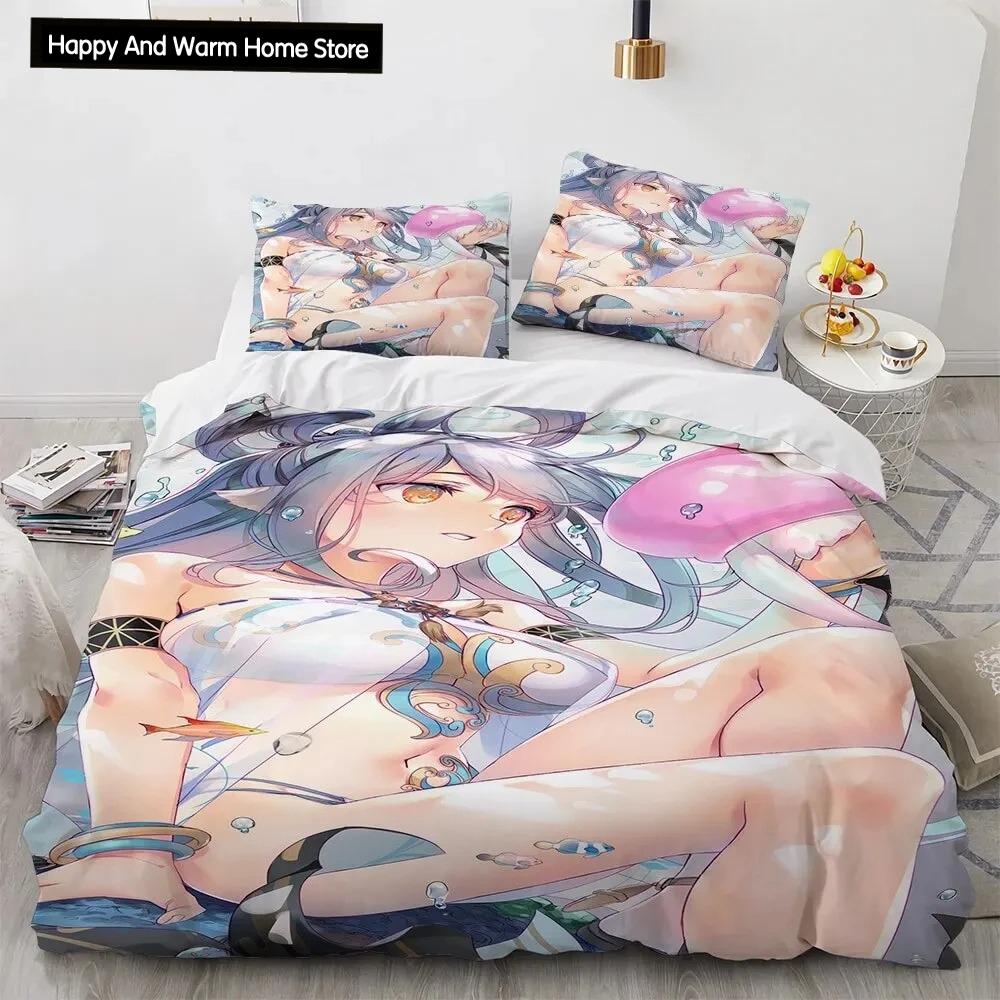 Комплект постельного белья Kawaii Anime sexy Girl, пододеяльник, одеяло, комплект постельного белья, наволочка, размер King Queen Twin для мальчиков и девочек для взрослых