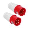 2Pcs 4 Pin Industrial Plug 3 Phase Circular Waterproof Connector 3P+E IP44 380V415V 16A