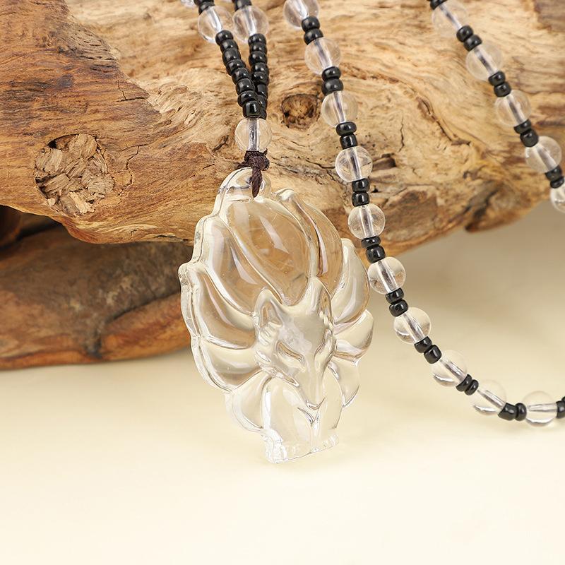 Ожерелье с подвеской в виде девятихвостой лисы, унисекс, китайское животное, вырезанное вручную, лиса, для мужчин и женщин, подарочное украшение на цепочку для свитера