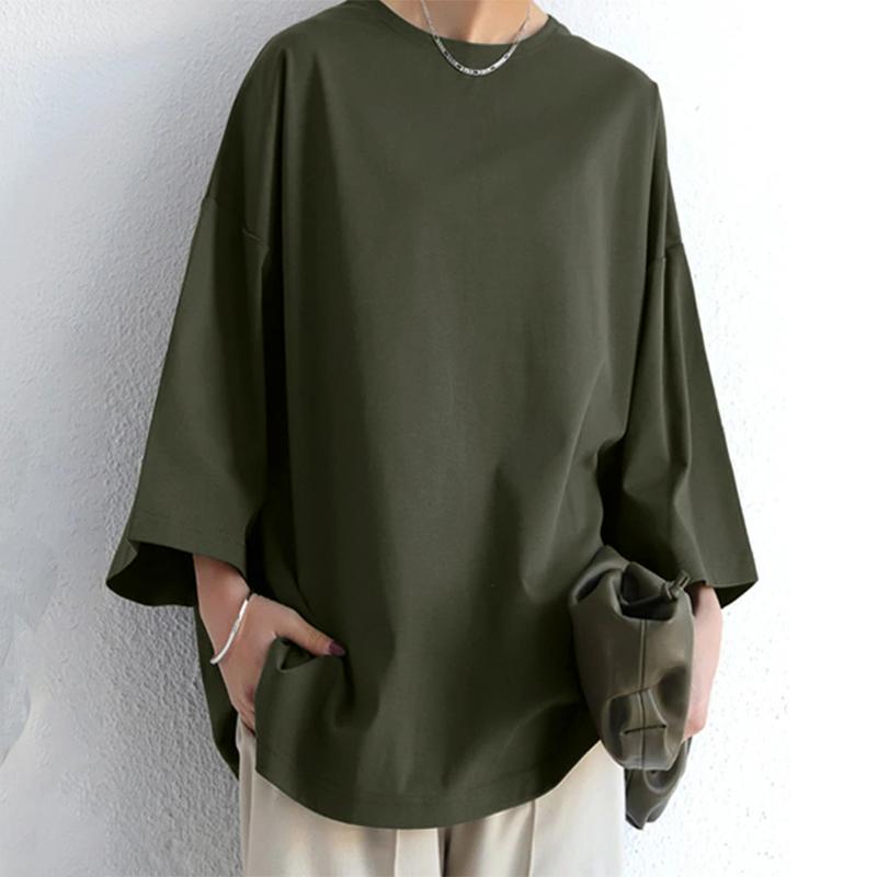 ZANZEA Women Casual O-neck Half Sleeve Blouse Tops Solid Color Loose Spring T-shirt