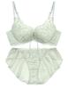 Two Hatch Bra Panty Molded Bra with B75a A & Set, Comfortable, High-Back, Embroidery, D75/Panties M, Mint/Type