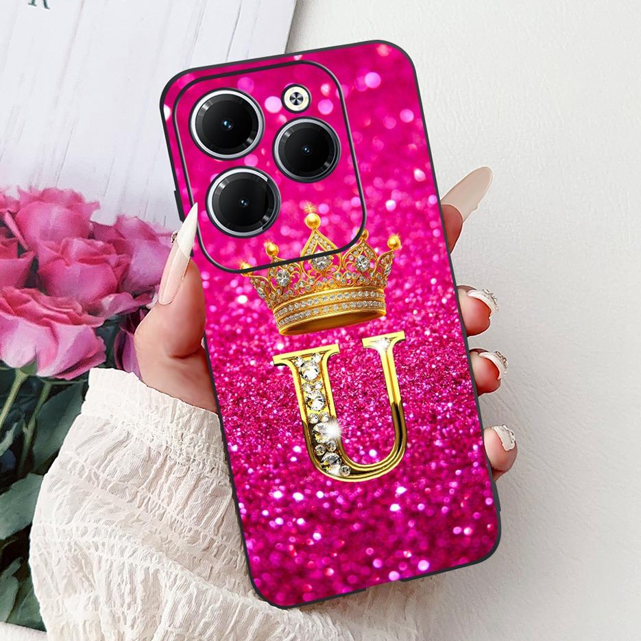 Чехол для Infinix Hot 40 Pro X6837 Роскошная Корона Буквы Чехол Мягкий Силиконовый Чехол для Телефона Для Infinix Hot 40i Hot40 Pro Hot40i Накладка