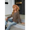 YYFS Women's Fashion Casual Spring Fall Solid Color Print Long Sleeve O-Neck Blouses & Shirts