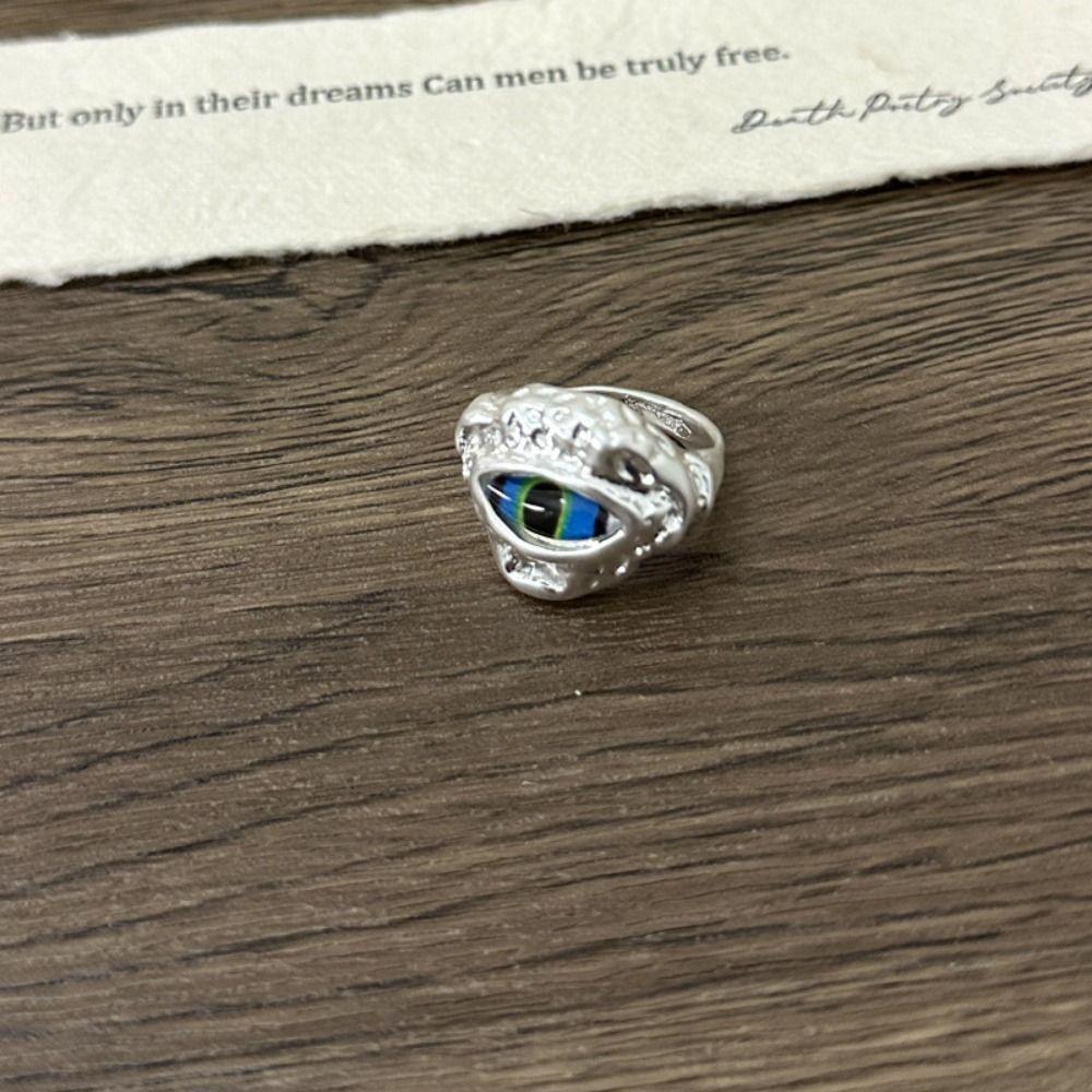 Korean Style Blue Eye Finger Buckle Geometric Gothic Rings Retro Demon Eye Rings  Couple