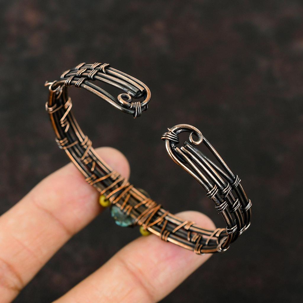 Колючая устрица, медная бирюзовая манжета, желтые и красные коралловые бусины, браслет из медной проволоки, ювелирные изделия, регулируемая манжета, браслет из драгоценных камней, манжета ручной работы