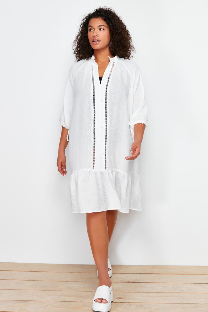 Женская мода, новое платье больших размеров, черное пляжное платье с v-образным вырезом и воланами