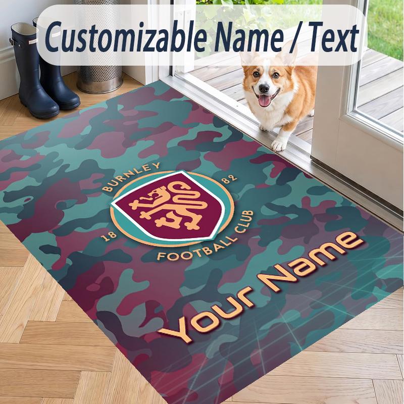 Custom Text Printed Rug Burnley Football Non Slip Floor Carpet For Home Room Decor