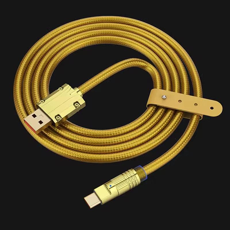 Золотой роскошный металлический кабель для передачи данных Type C USB сверхбыстрый зарядный шнур для Samsung Xiaomi Oppo Vivo мобильный телефон быстрая зарядка