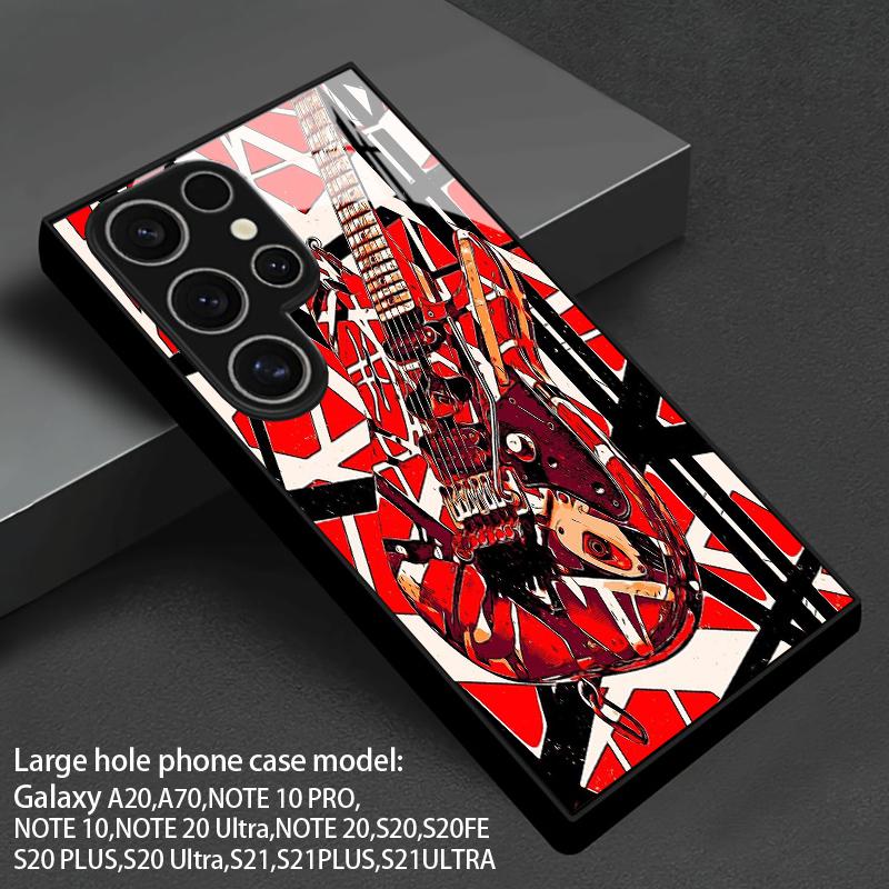 Чехол для телефона 2D с рисунком рок-гитары для Samsung S26 S25 S24 S23 S22 S21 S20 A56 A36 A16 - Стеклянная защитная крышка