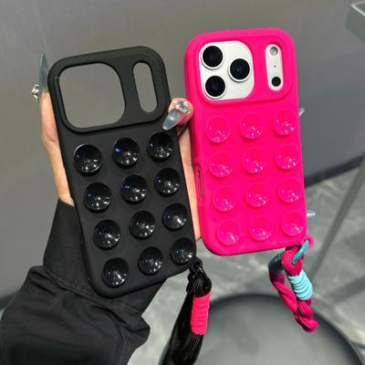 Модный милый силиконовый чехол-присоска «Конфета» для iPhone 17 Air 15 14 11 12 13 16 Pro Max Plus, чехол со шнурком и ремешком на запястье
