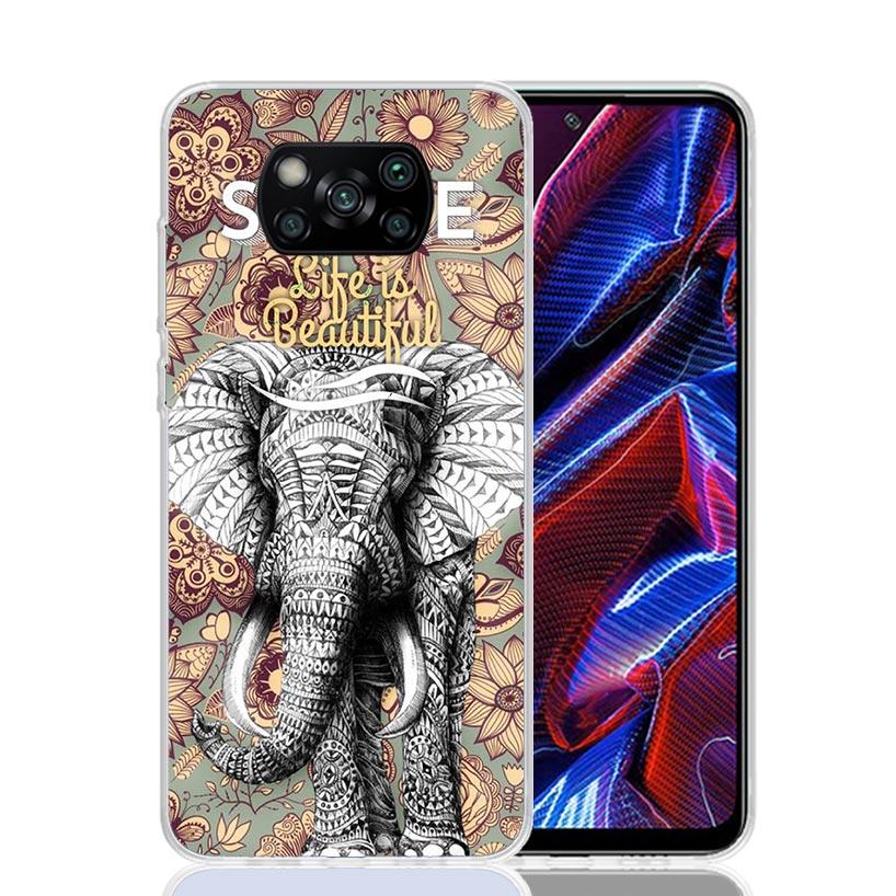 Чехол для телефона с мандалой слона в ацтекском стиле для Xiaomi Poco X7 X6 X5 Pro F7 Ultra Redmi 15C 15 13 13C 12 12C 10 10A 10C 9 9A 9C 9T Cover P