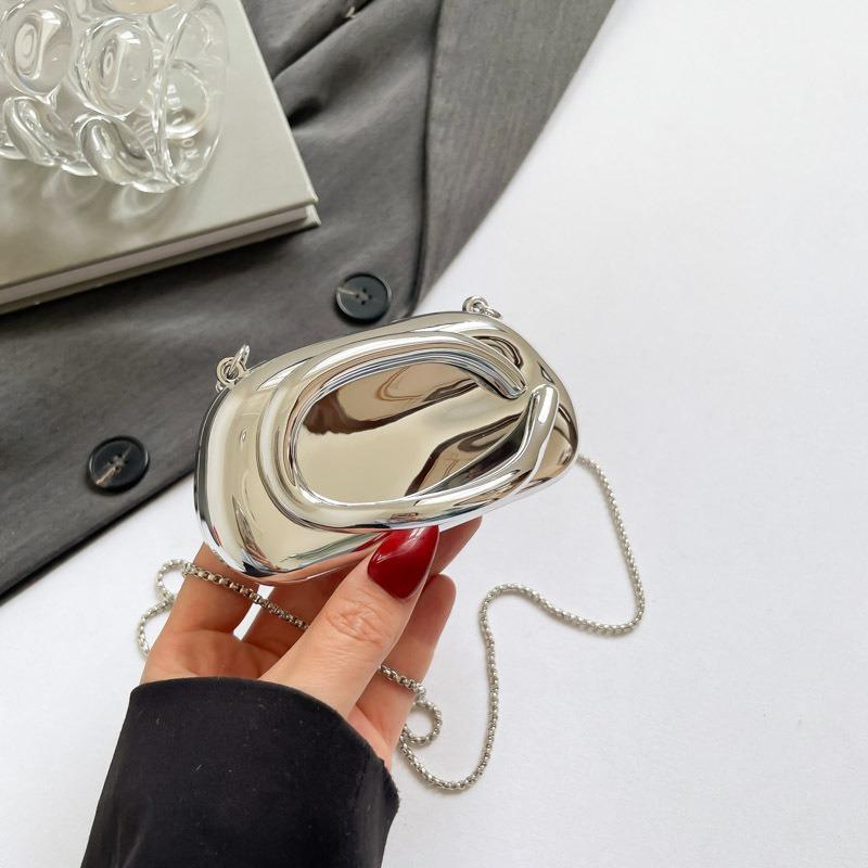 Женская сумка новая мода металлическая сумка на запястье персонализированная глянцевая цепочка сумка-мессенджер вечерняя сумка