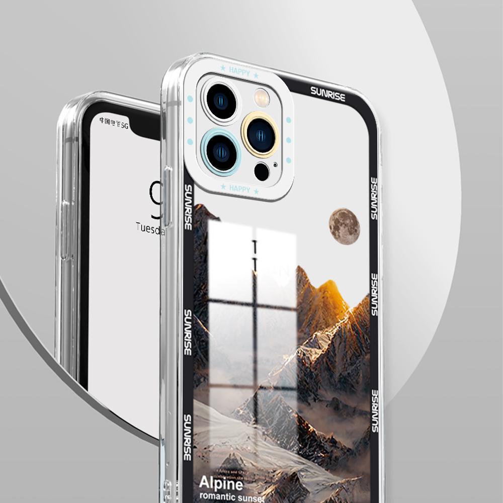 Shockproof Cartoon Painted Pattern Crystal Phone Case Transparent Soft Full Cover Camera Protection Cover for IPhone Samsung Redmi OPPO Realme Vivo