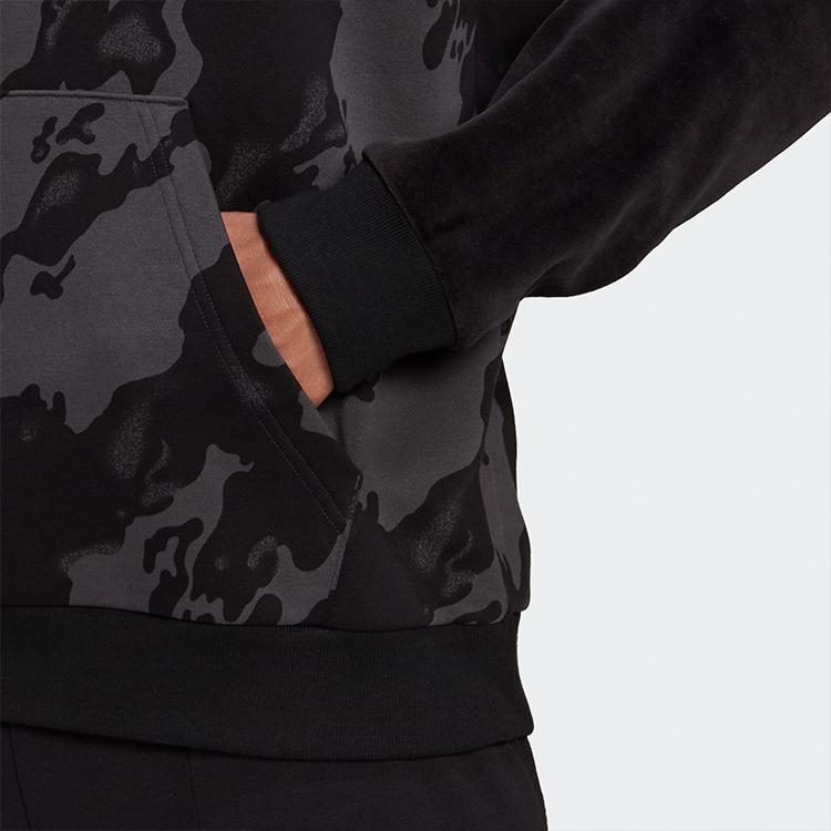 adidas Men's Velour AOP Camo Hoodie Black H25088