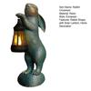 Garden Rabbit Figurine with Solar Lantern Indoor Outdoor Resin Bunny Statue Sculpture