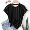 Striped Casual Sports Women's T-shirt Summer Round Neck Short Sleeved Element Pattern Checkered Loose Fit T-shirts