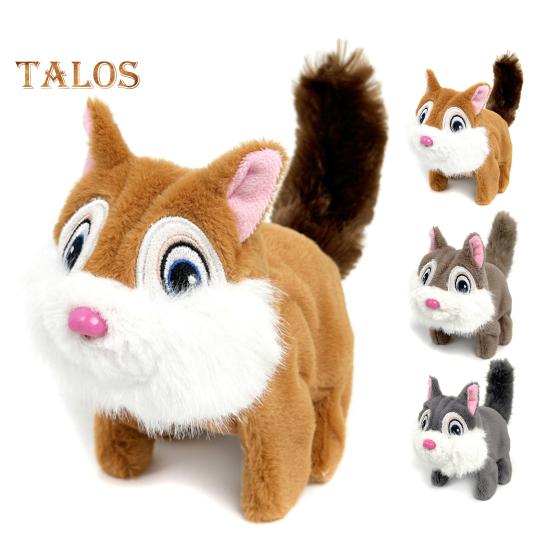 Electric Plush Squirrel Toy Interactive Jumping Movable Tail Squirrel Toy Toddlers Educational Baby Tummy Time Crawling Stuffed Animal Toy