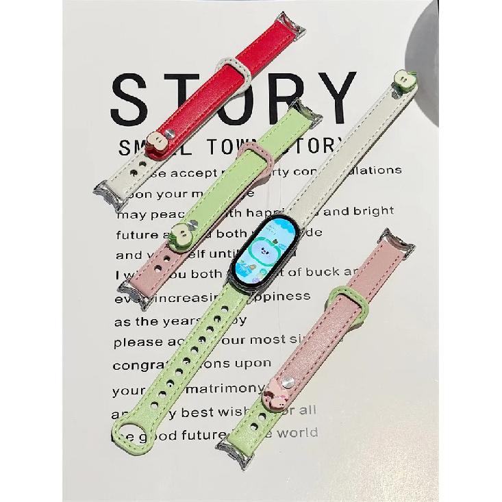Cute Leather Strap for Xiaomi Mi Band 10 9 8 Wristband Two-Colors Slim Leather Bracelet Wristband for Mi Smartwatch Band 8 9Pro