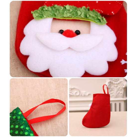 Mini Christmas Stockings 6 Inch Small Christmas Stockings with Glitter Sequin Cuff 3D Snowman Bear Santa Claus Reindeer Hanging Socks