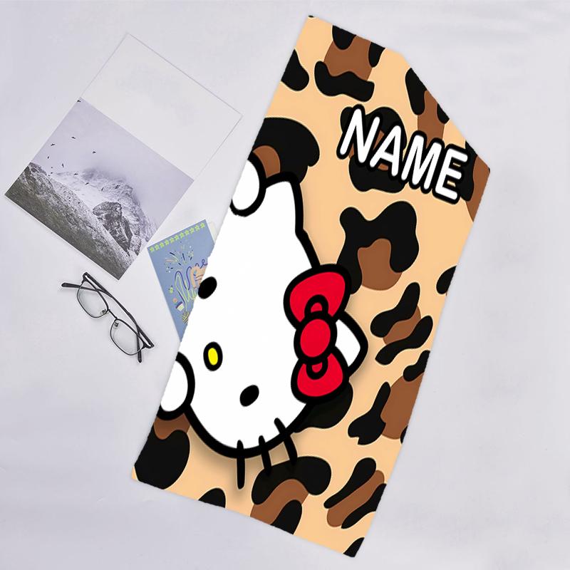 1pc HelloKitty9 Beach Towel with Custom Name, Beach/Swimming/Bath/Picnic/Camping Towel, Suitable for Seaside Beaches