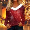 Рубашки с длинным рукавом для женщин Милые топы Рождественские принты Футболки Блузки Повседневные топы больших размеров Базовые топы Пуловеры
