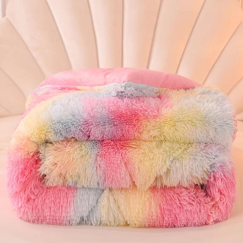 Luxury Plush Mink Fleece Flannel Blanket Autumn Winter Warm Cozy Throw Blanket for Lunch Break Air Conditioning Nap Decor