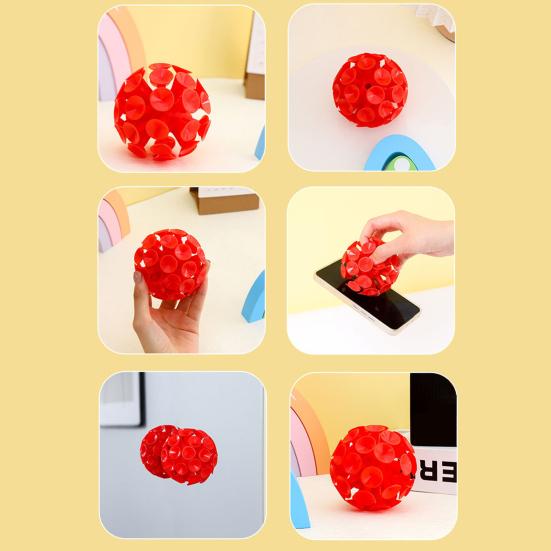 9CM 3D Suction Cup Ball Anxiety Stress Relief TPR Sticky Ball Toss Game