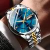 Men's Fully Automatic Mechanical Watch, Waterproof Luminous Stainless Steel Strap Trendy Wrist Watch