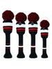 4Pcs Knitted Golf Headcovers Set | Striped Contrast Design with Pom-Pom | Long Neck Driver/Fairway Woods Covers 1/3/5# Warm Winter Golf Accessories