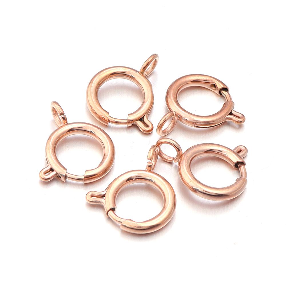 5pcs/lot Gold Stainless Steel Spring Clasps Hooks Round Clasps End Connectors For DIY Necklace Bracelet Jewelry Making Accessory