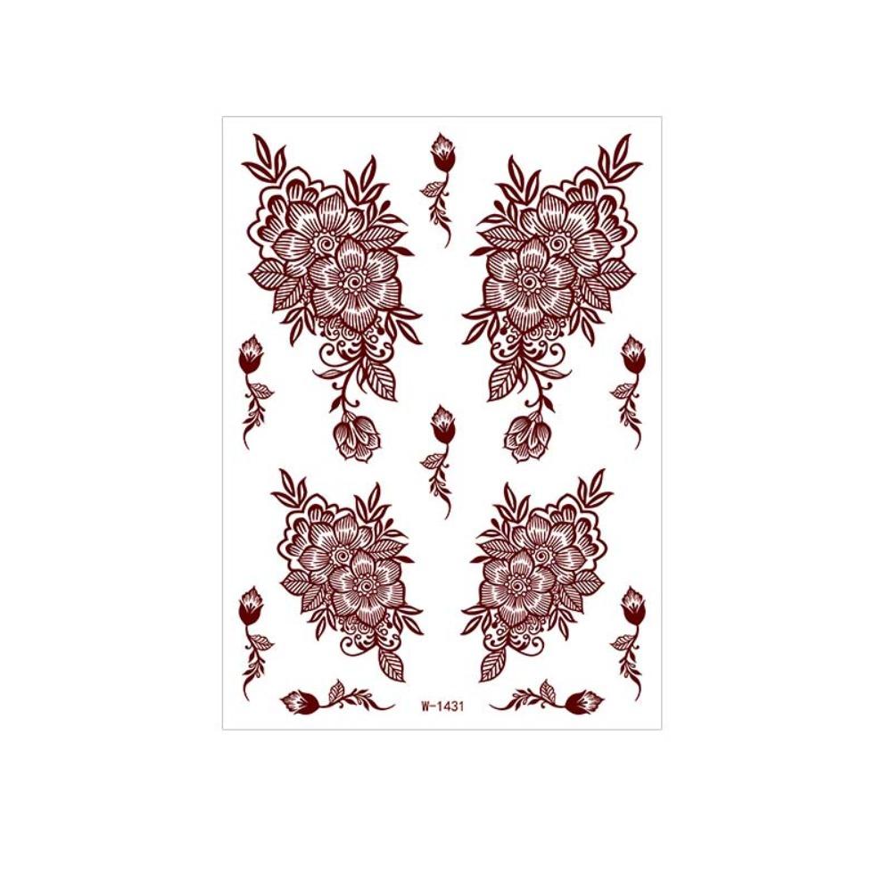 Lace Fake Tattoo Temporary Tattoo Red Mehndi Stickers Body Art Sticker Henna Tattoo Stickers Girls