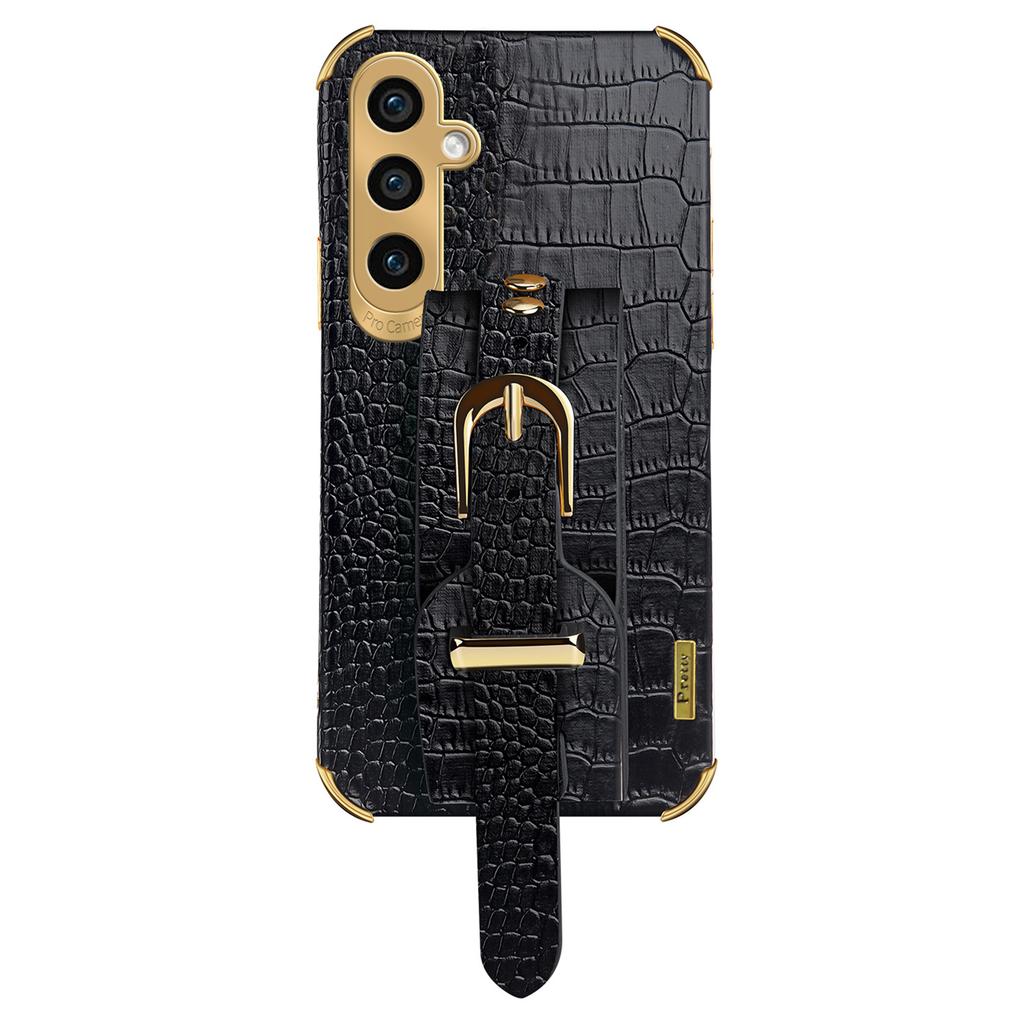 Phone Case for Samsung Galaxy A35 5G Crocodile Texture Wristband Electroplating Cover