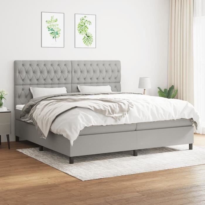 3142041 vidaXL Divan Bed with Mattress Light Grey 200x200cm Fabric