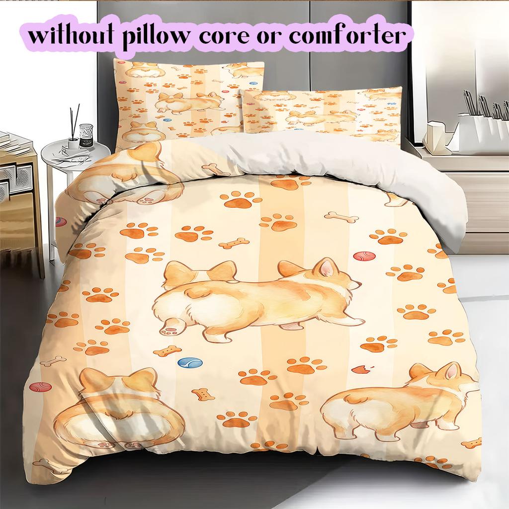 Cute animal watercolor stripes Pattern Bedding,Quilt Set Quilt Cover Pillowcase Home Birthday Gift (1*duvet cover+2*pillowcase,without core)