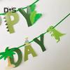 1 комплект зеленых подвесных флажков, антивыцветающих, премиум-гирлянд с изображением динозавра на день рождения, баннер «С днем рождения»