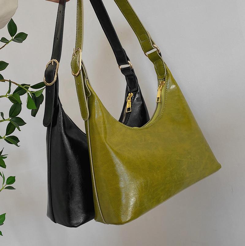 Vintage Small Shoulder Bag Pu Material Crossbody With Top Zipper And Seam Details For Casual Outfits