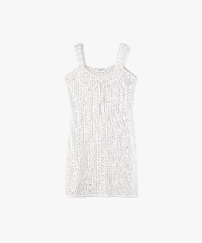 Мини-платье с прорезной вязкой Mongdol Белое Mdop056White