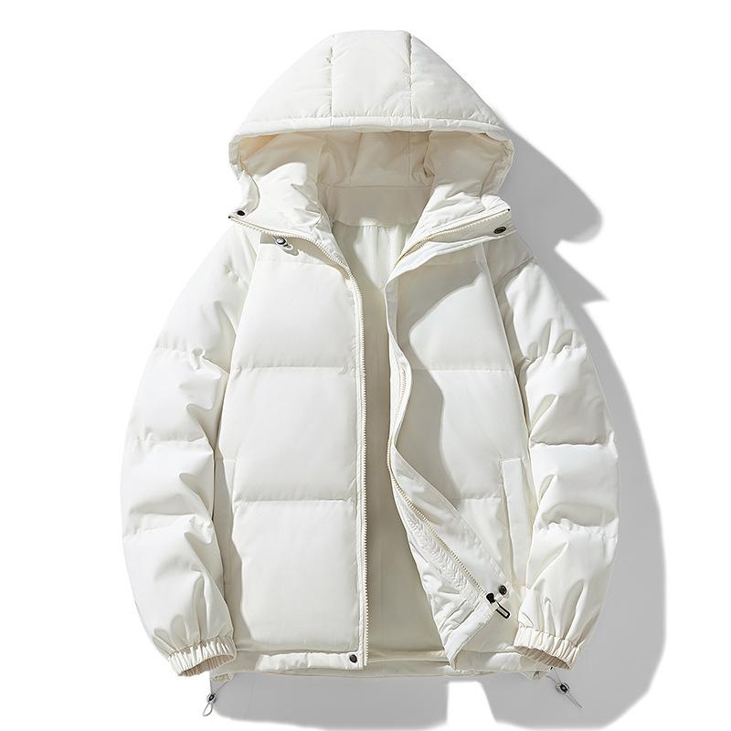 Cotton Clothing Men and Women with The Same Paragraph Winter Loose Hooded Cotton Jacket Thickened Couple Solid Color Cotton Coat