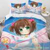 Постельное белье Card Captor Sakura 3D-печать Аниме Девушка Пододеяльник Декор для Детской Комнаты Размер Queen King